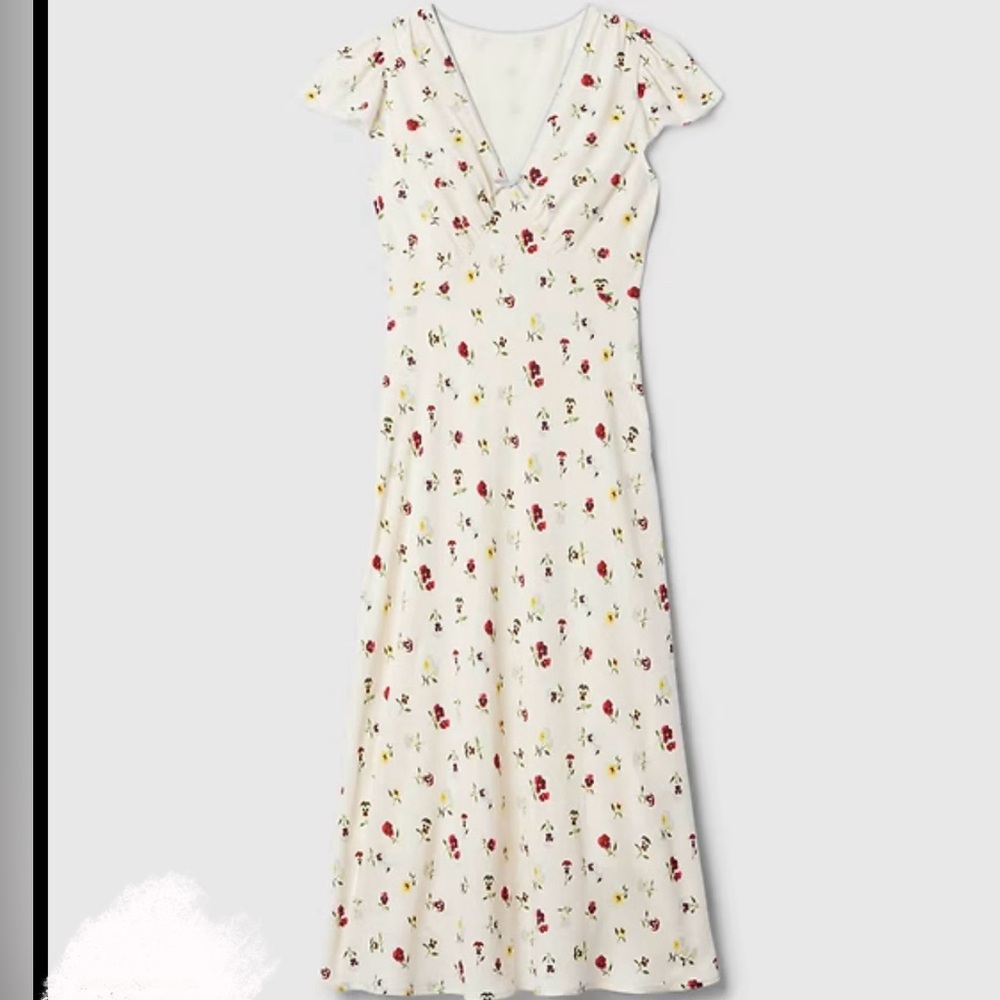Gap × DÔEN Floral Midi Dress. Ivory beige floral. NWT. Size 8. Soft woven dress.